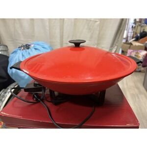 Vintage Kenmore MCM Electric 6-Quart Wok Non-Stick Surface Red 15" Works Great